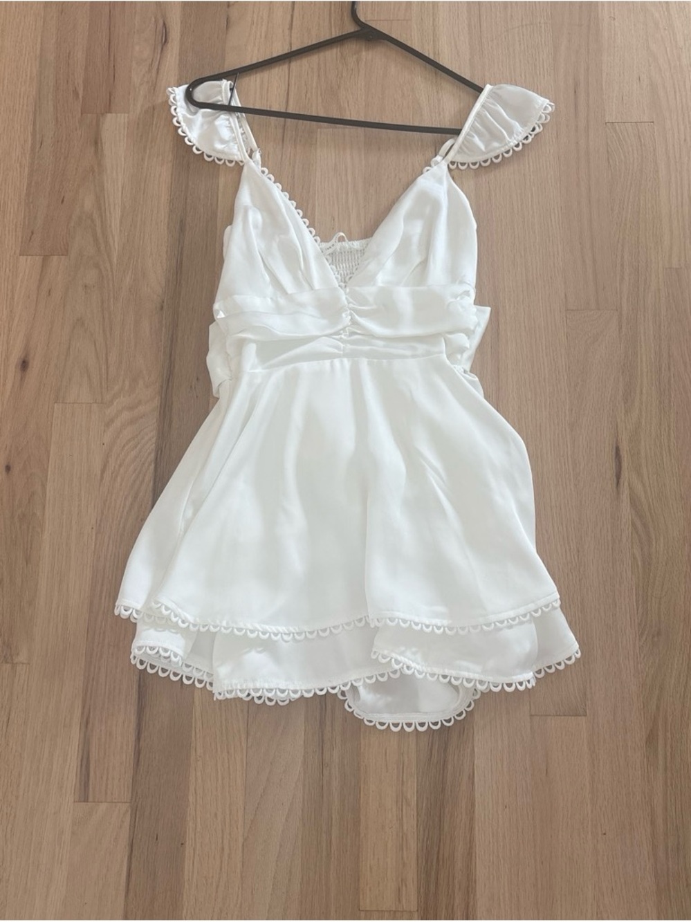 Altar'd State White Satin Lace-Trim Chemise